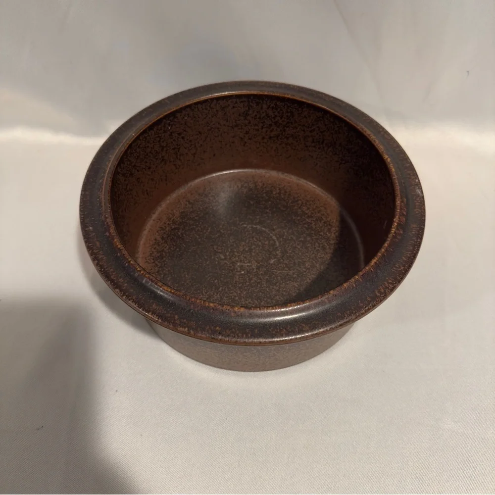 Mid-Century Arabia Finland Ruska Brown Ceramic Casserole Serving Bowl 9 1/8”